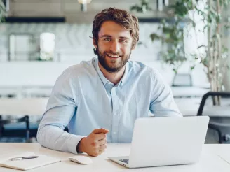 A man using a laptop