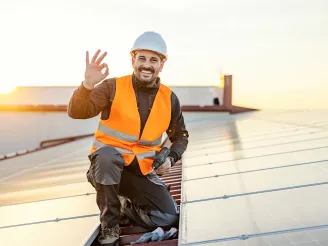 PV installer on a roof